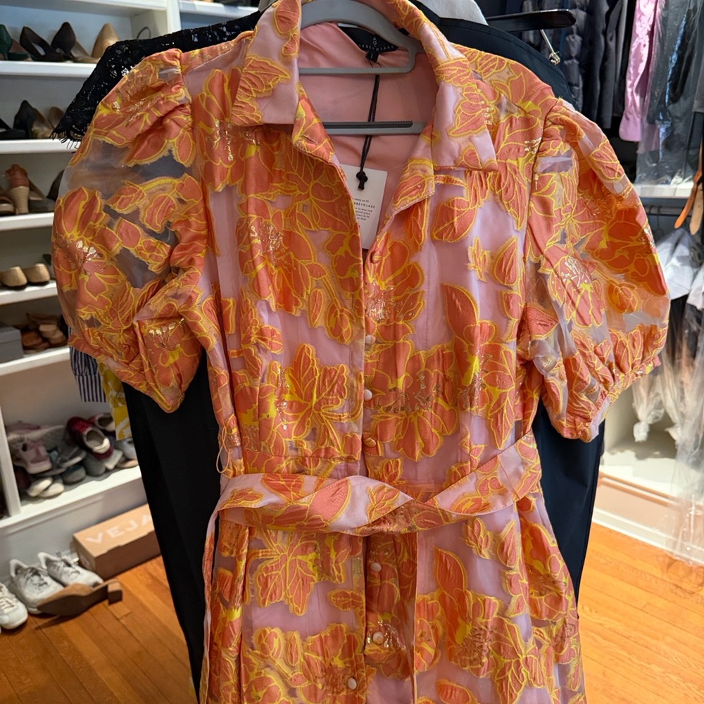 Elegant Floral Maxi Dress in Pink and Orange - Picture 4 of 5